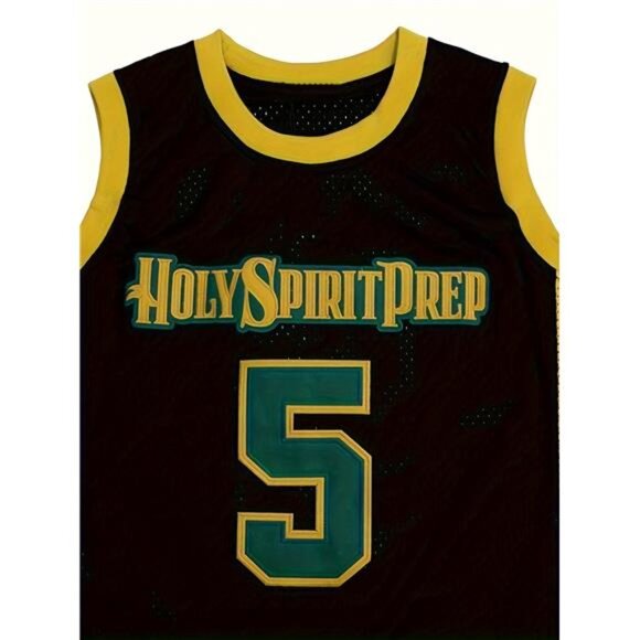 Holy Spirit Prep #5 Edwards Men's Embroidered Basketball Jersey - 100% - Picture 4 of 5
